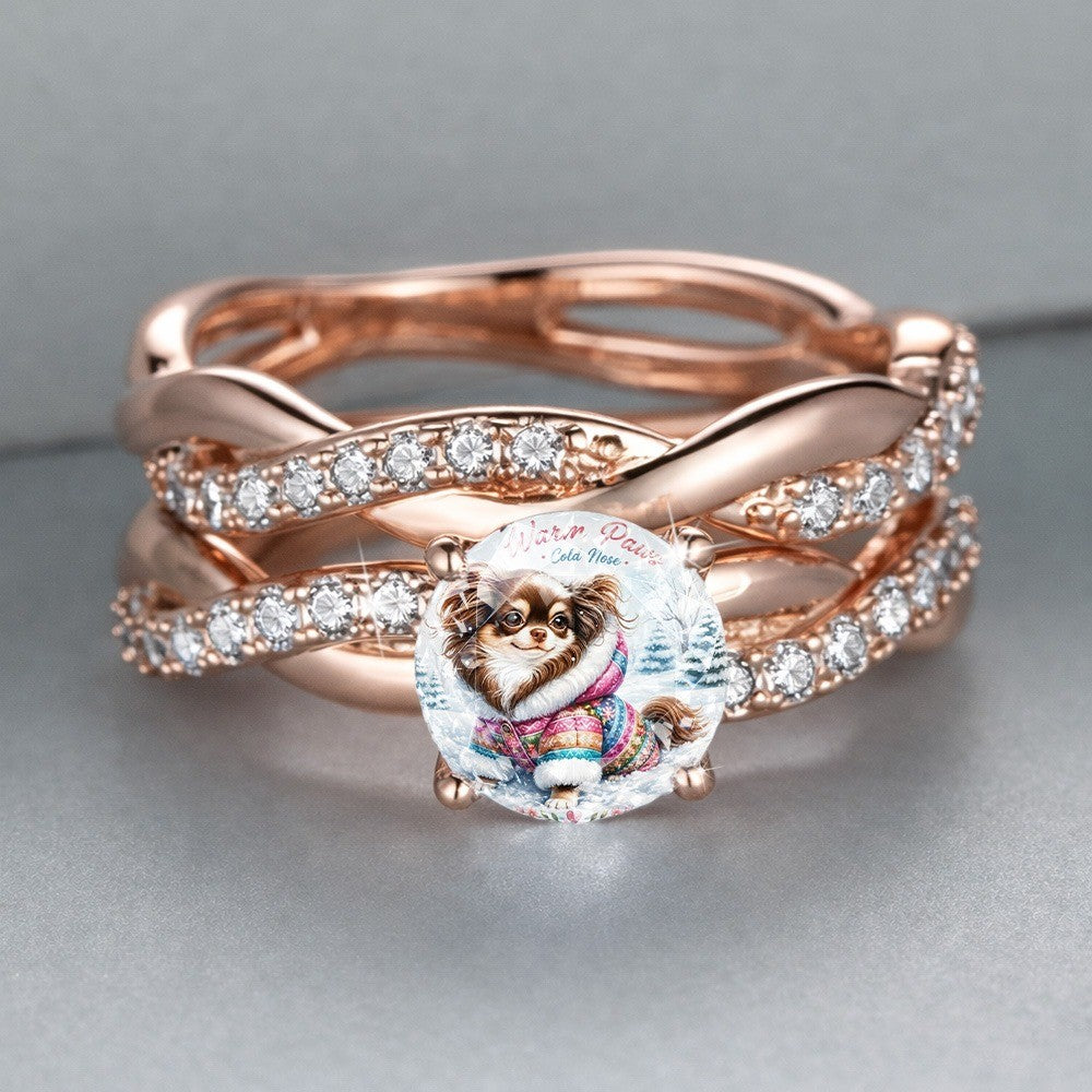 Winter Dog Twist Band Ring