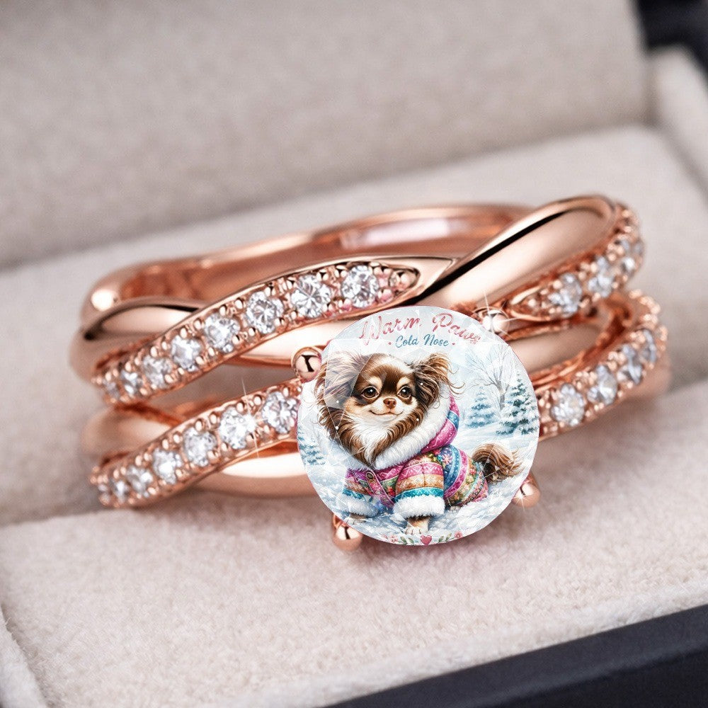 Winter Dog Twist Band Ring