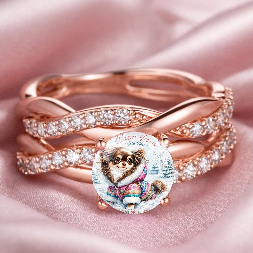 Winter Dog Twist Band Ring