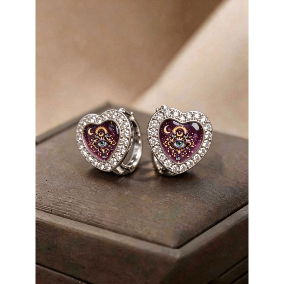 Mystic Eye Heart Huggie Earrings
