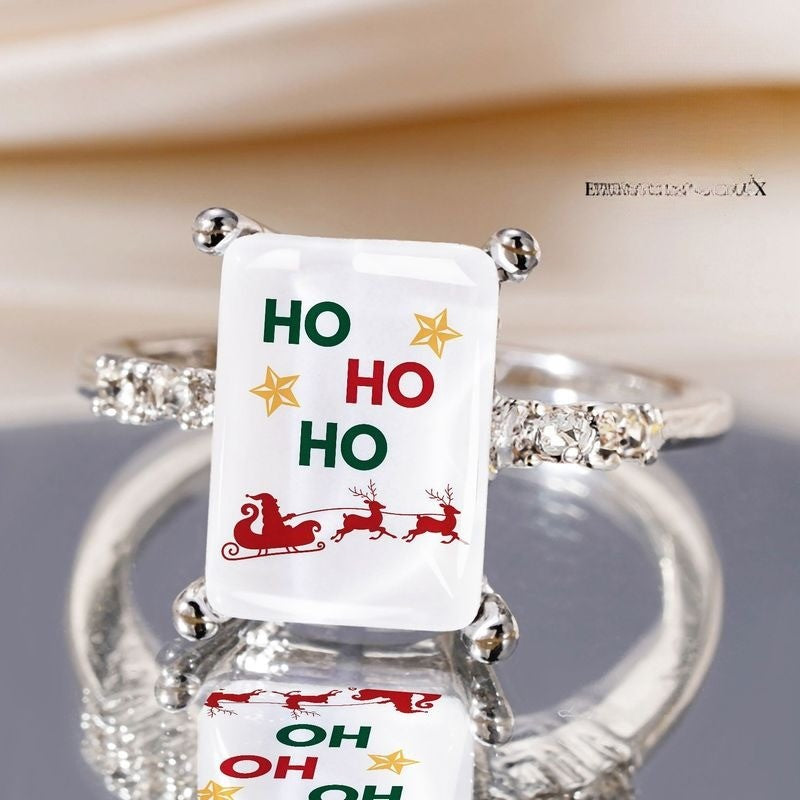 Ho Ho Ho Sleigh Rectangular Ring