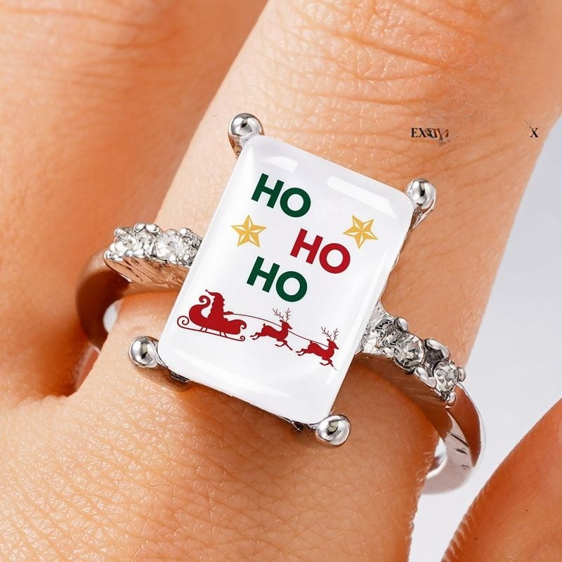 Ho Ho Ho Sleigh Rectangular Ring