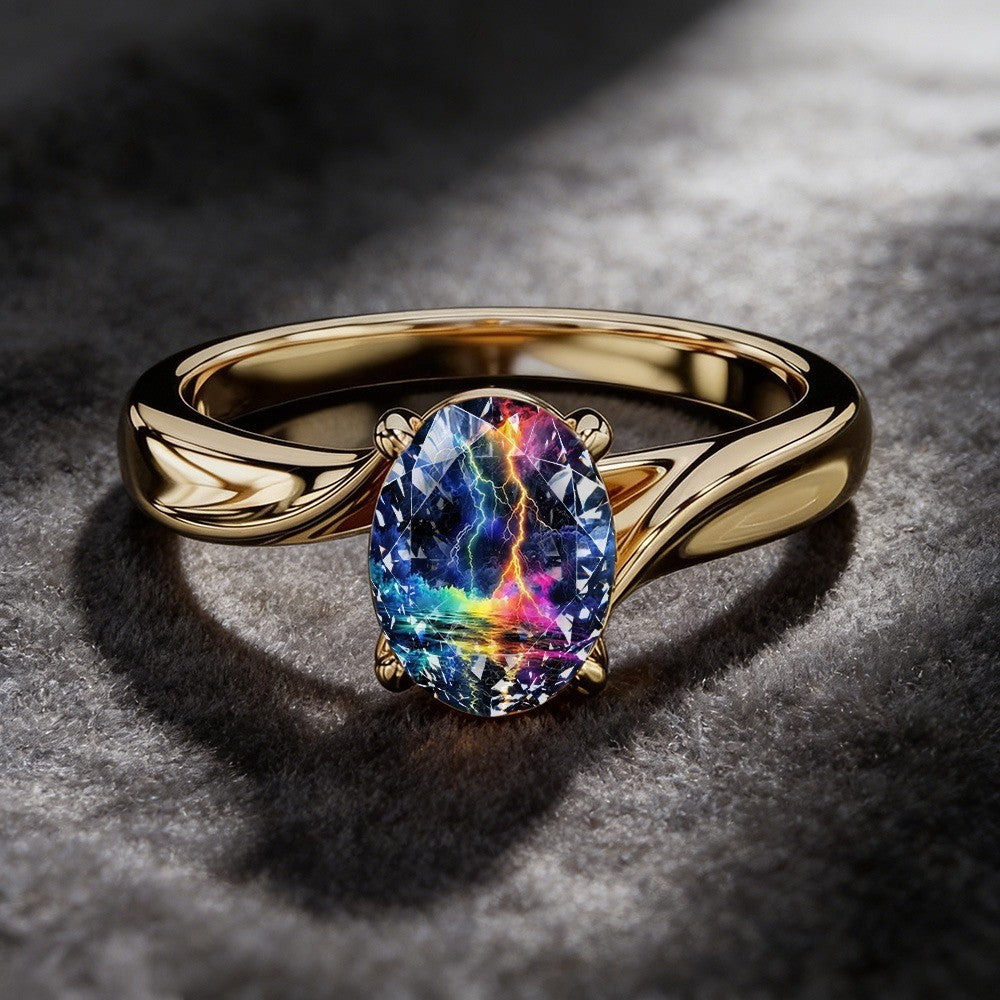 Rainbow Lightning Oval Ring