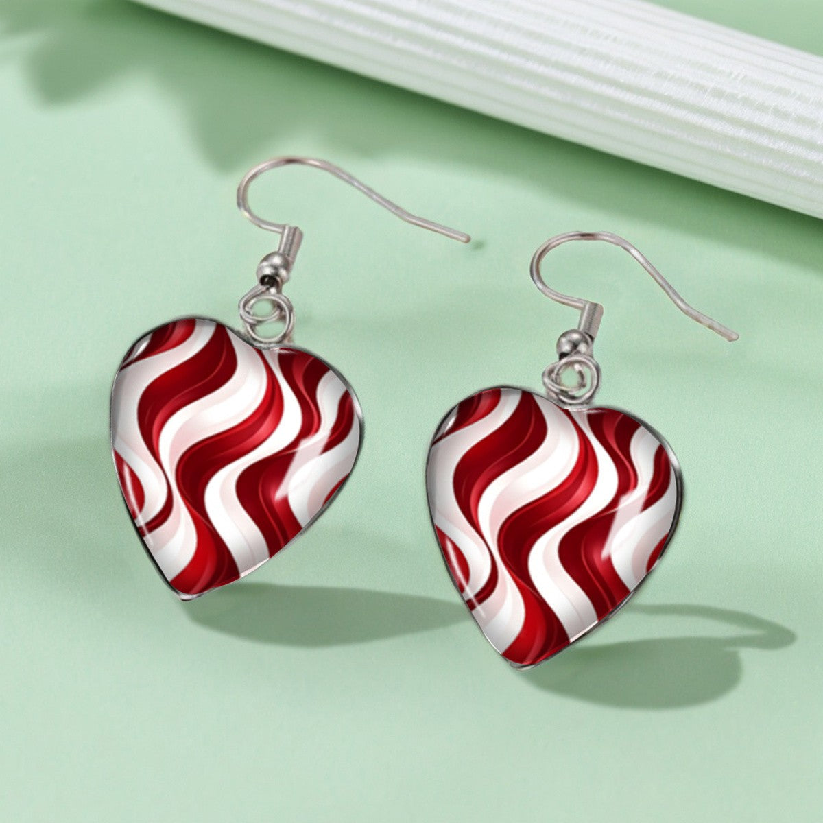 Red Wavy Heart Earrings