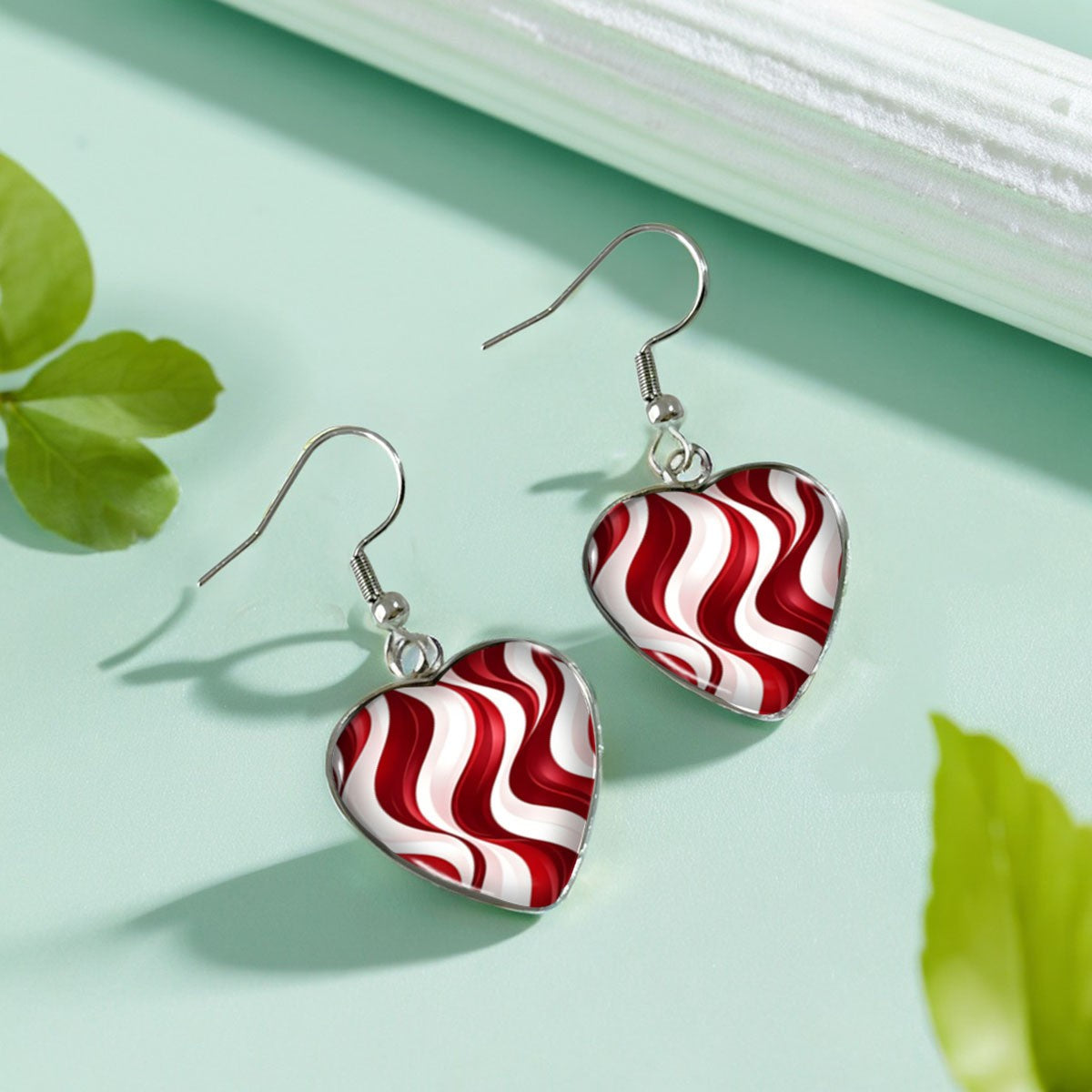 Red Wavy Heart Earrings