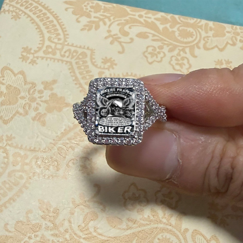 Motorcycle Prayer Square Ring