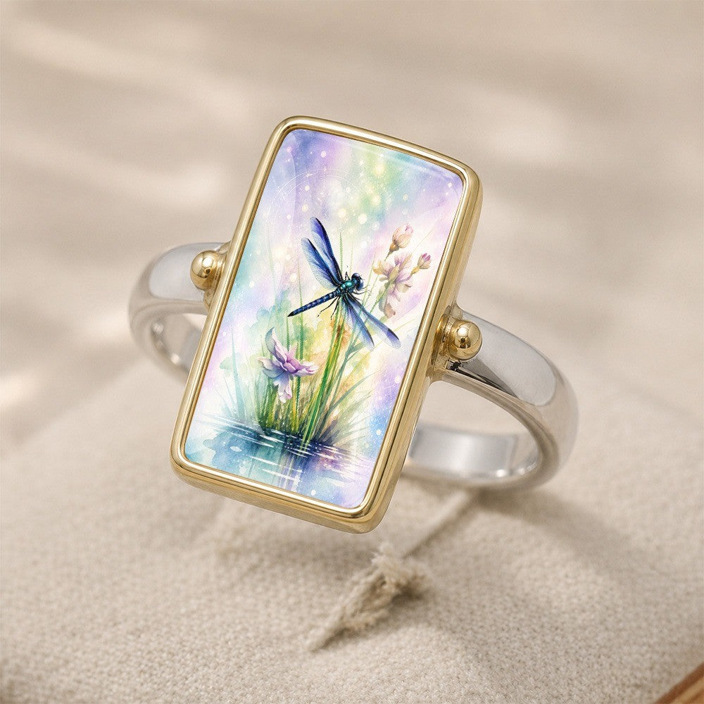 Dragonfly Watercolor Rectangle Ring