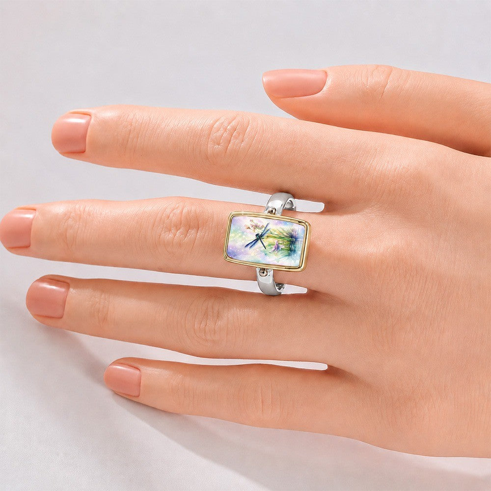 Dragonfly Watercolor Rectangle Ring
