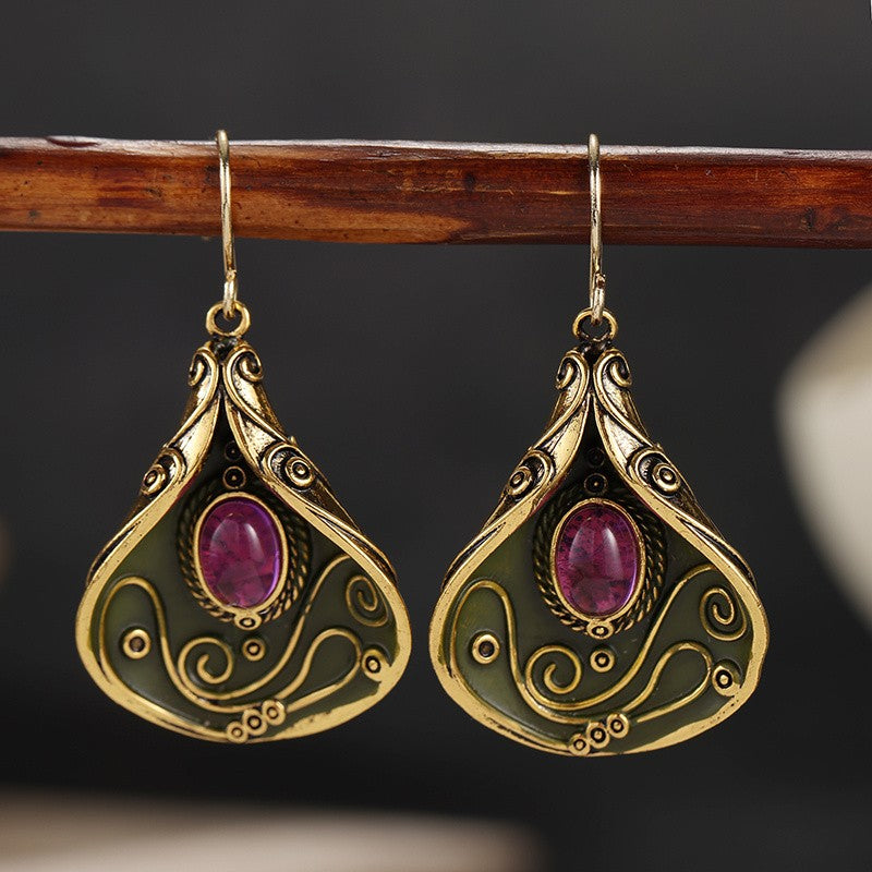 Green Swirl Resin Drop Earrings
