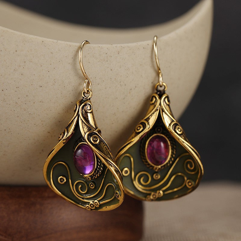 Green Swirl Resin Drop Earrings