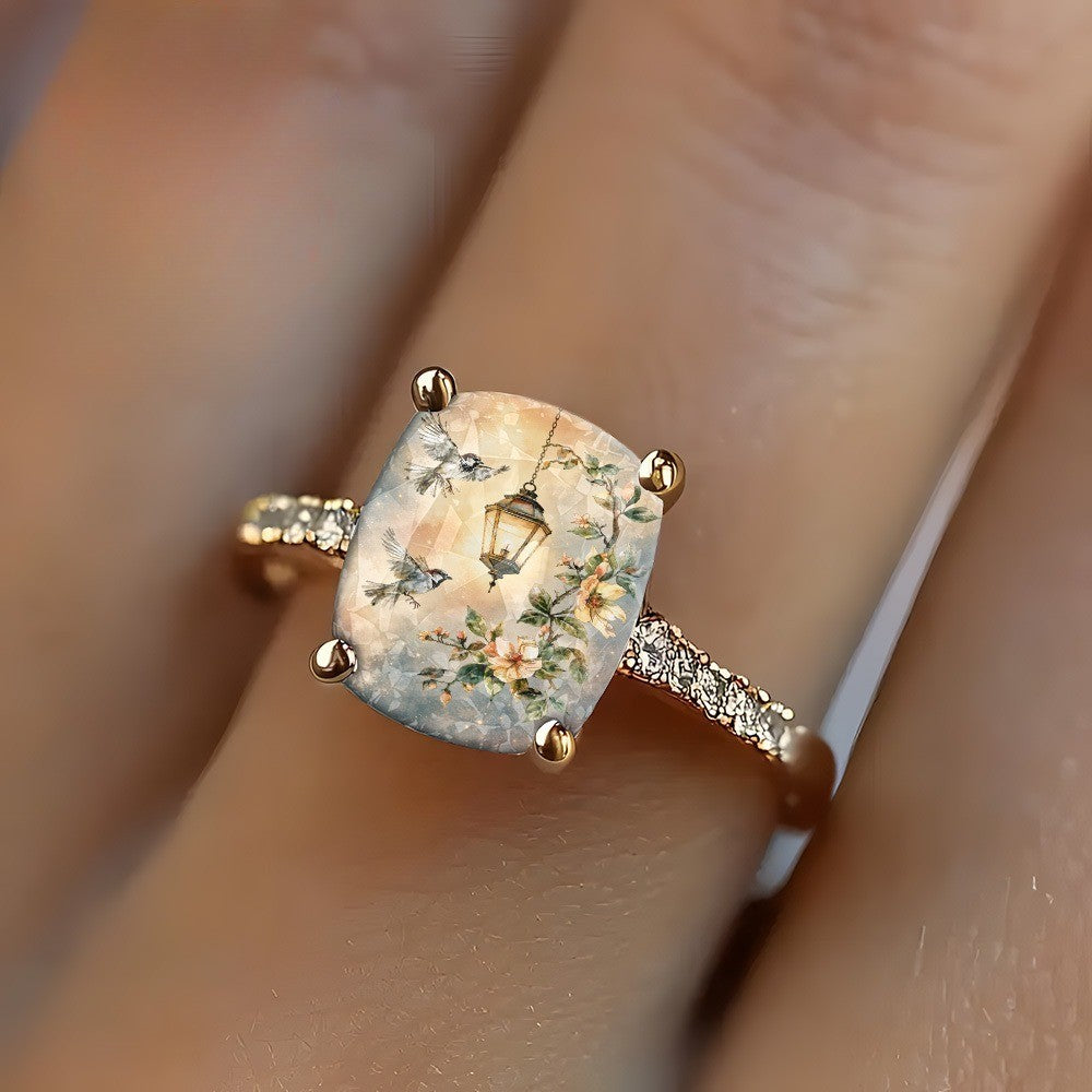 Bird & Lantern Square Ring