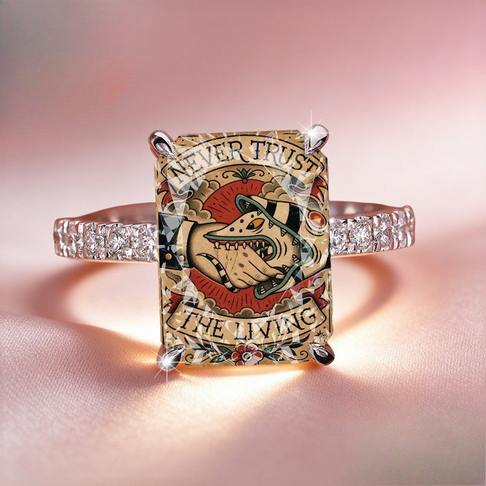 Vintage Tattoo Square Ring