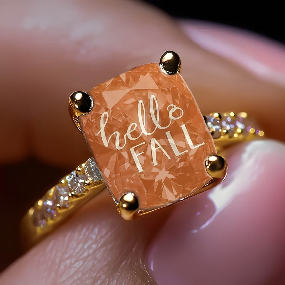 Hello Fall Square Stone Ring