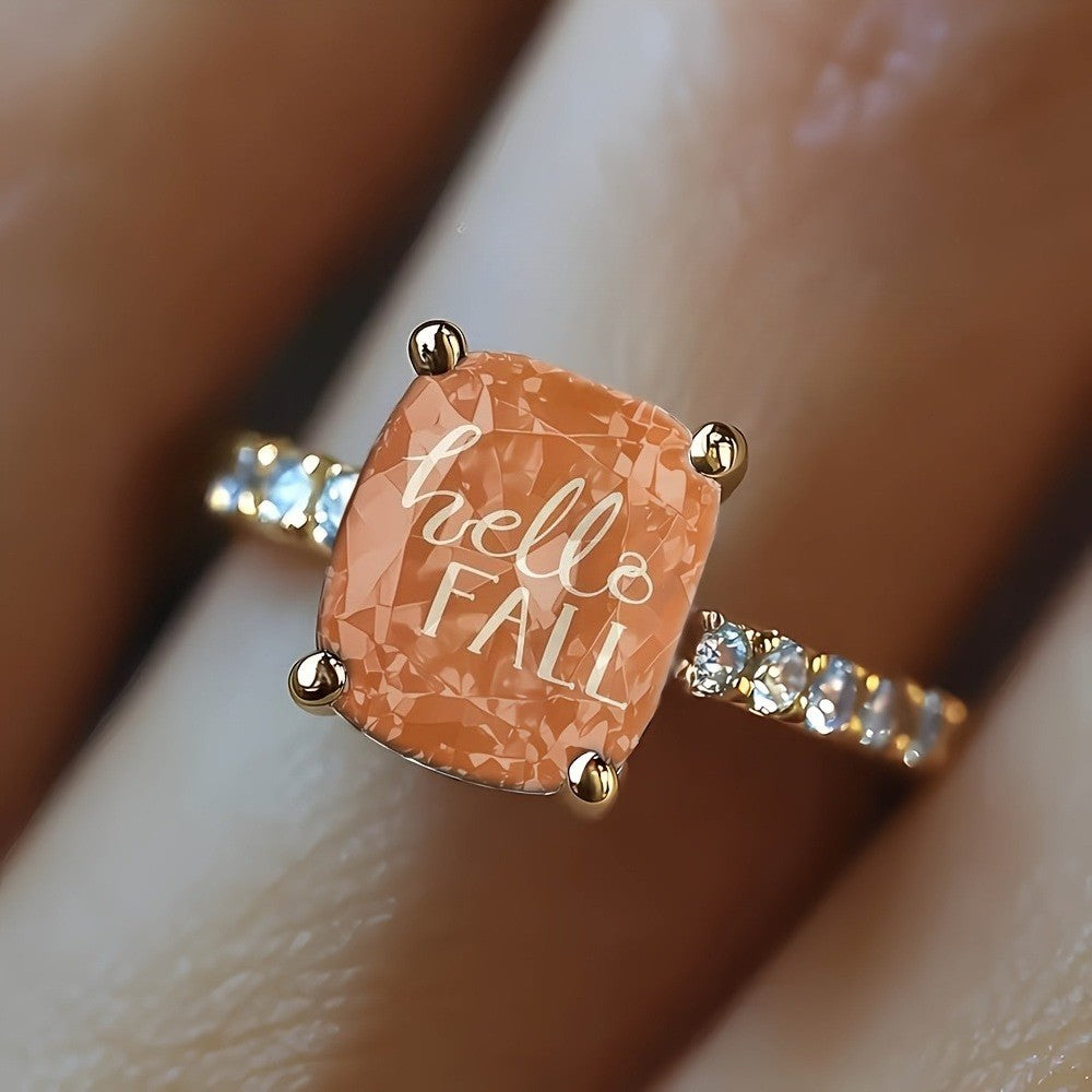 Hello Fall Square Stone Ring