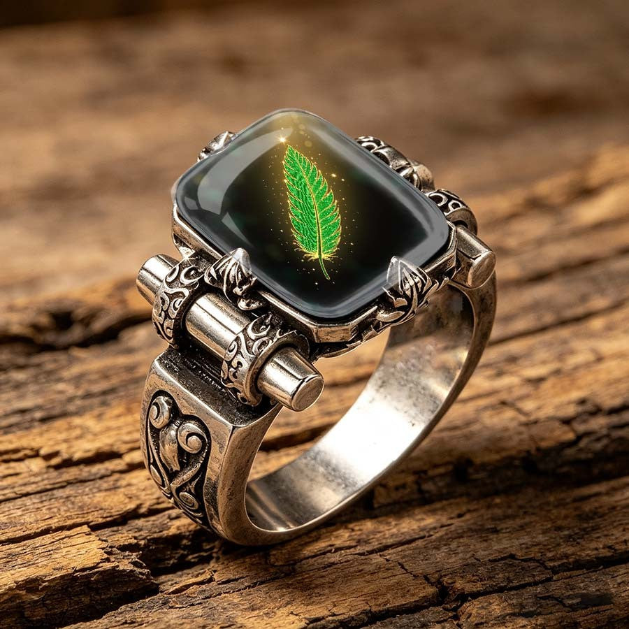 Glowing Feather Square Ring