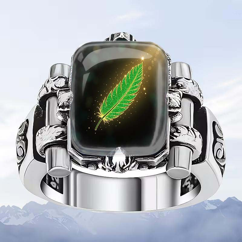 Glowing Feather Square Ring