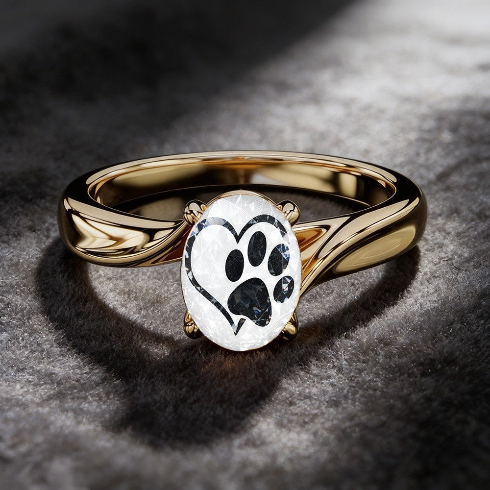 Heart Paw Print Ring