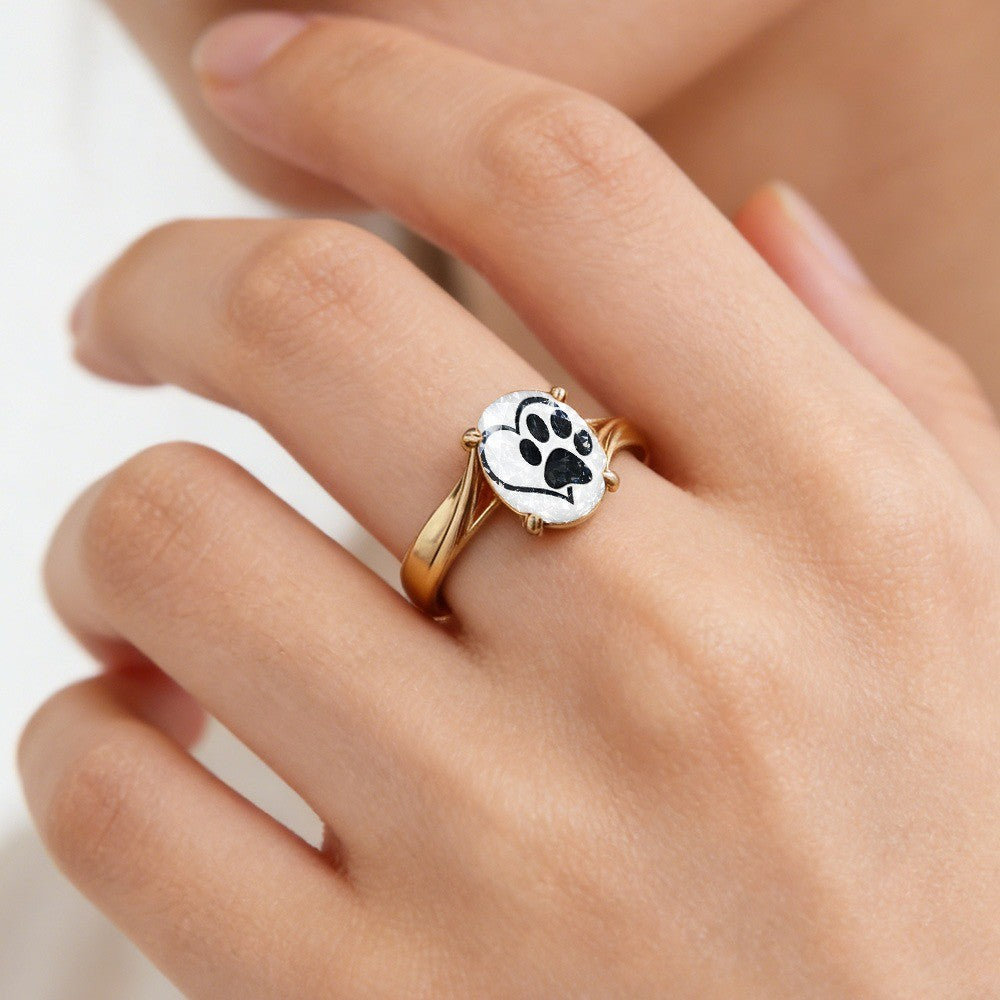 Heart Paw Print Ring