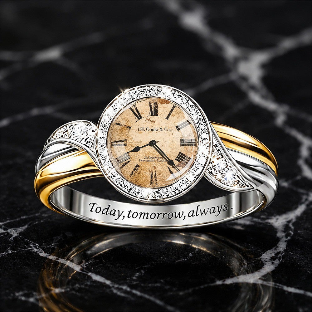 Crystal Clock Face Wrap Ring