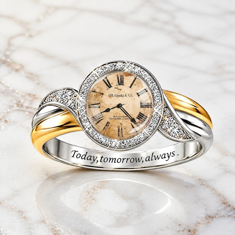 Crystal Clock Face Wrap Ring