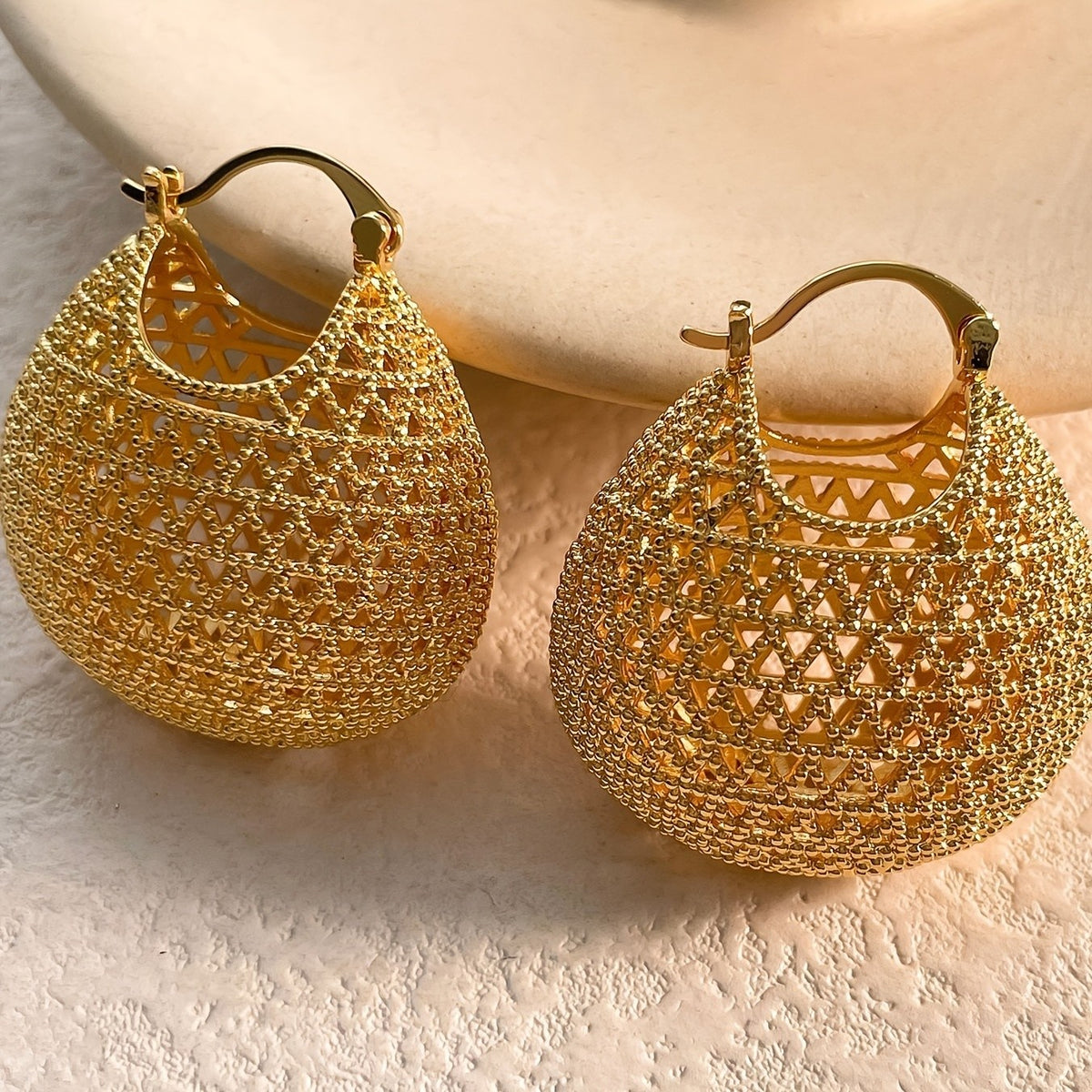 Textured Money Bag Hoop Earrings