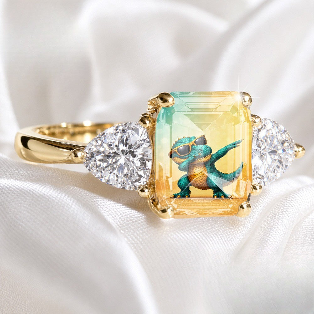 Dinosaur Rectangular Stone Ring