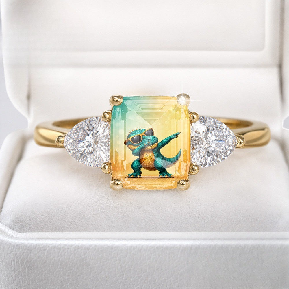 Dinosaur Rectangular Stone Ring