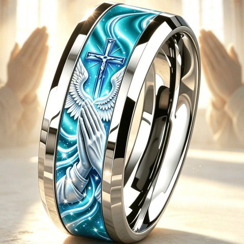 Blue Cross & Wings Ring