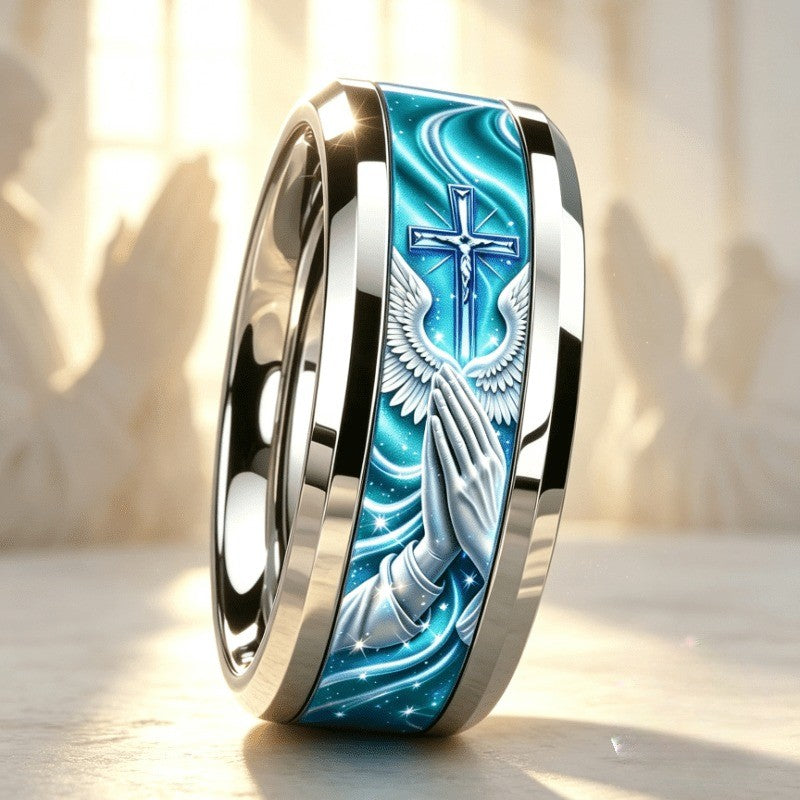Blue Cross & Wings Ring