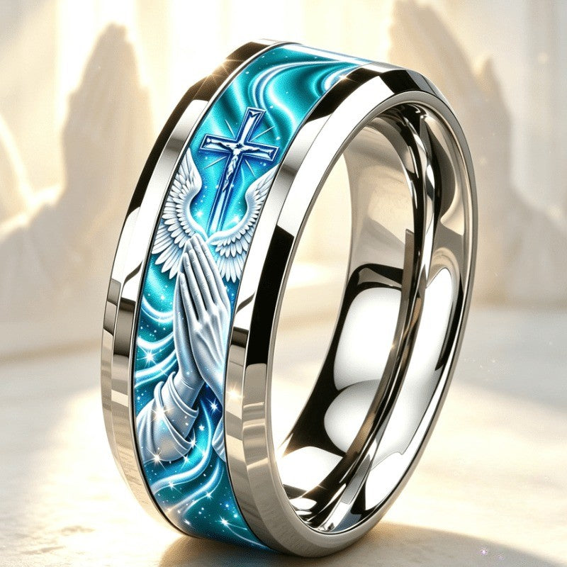 Blue Cross & Wings Ring