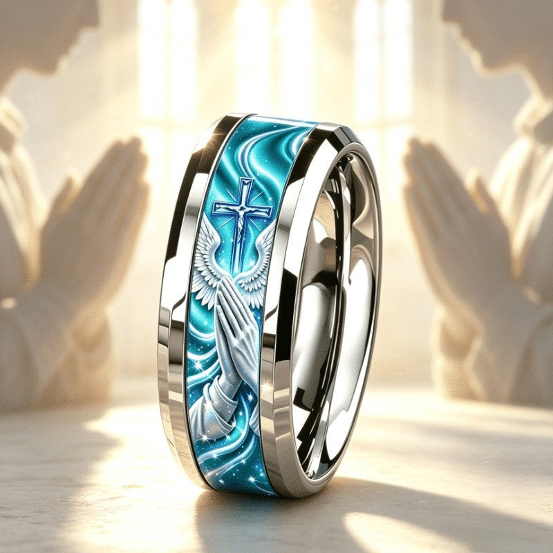 Blue Cross & Wings Ring