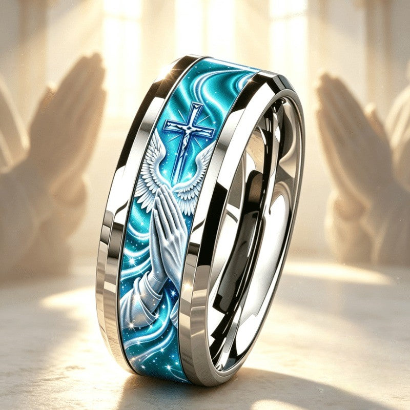 Blue Cross & Wings Ring