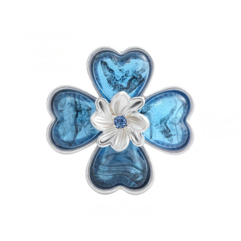 Resin Heart Flower Statement Ring