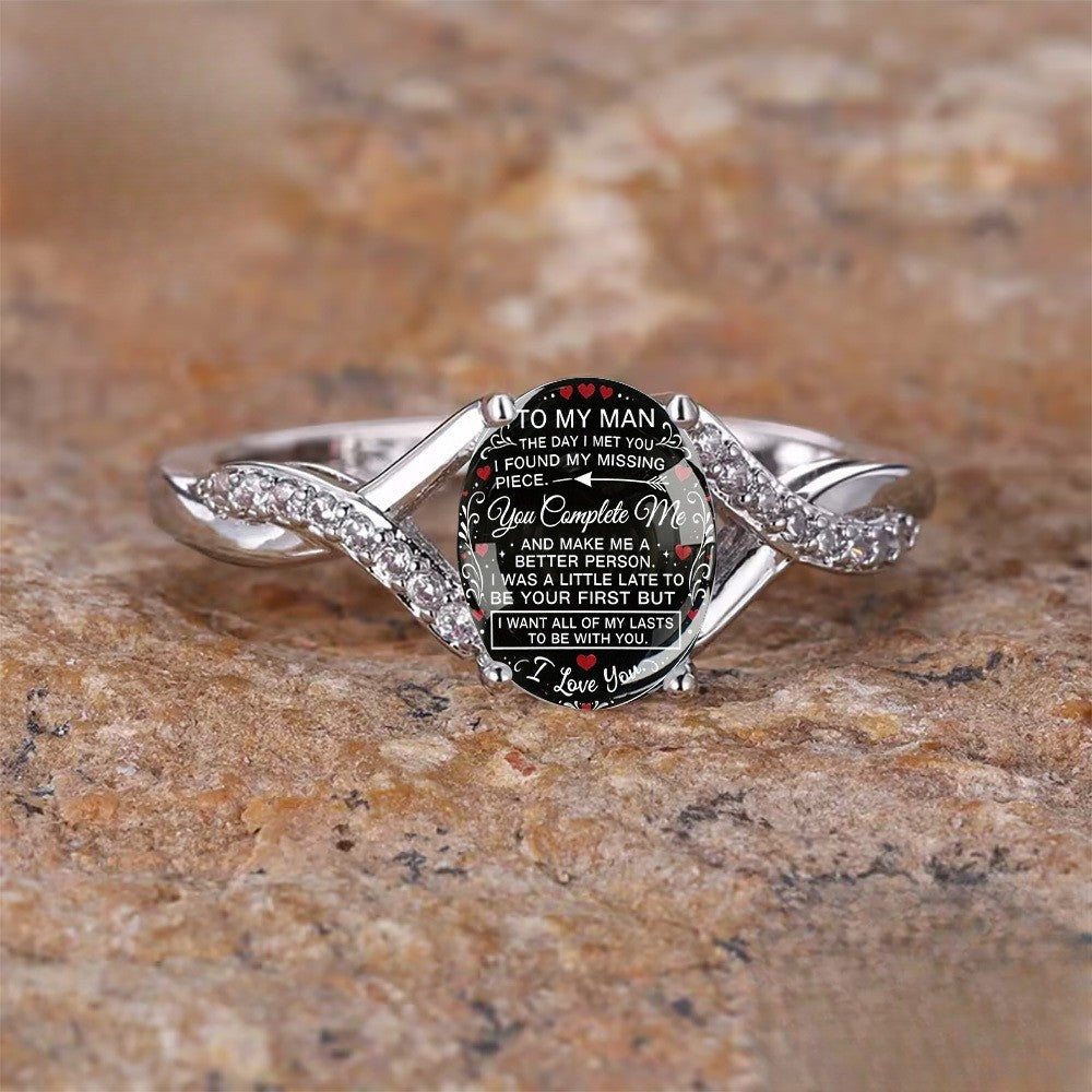 Twisted Crystal Love Message Ring