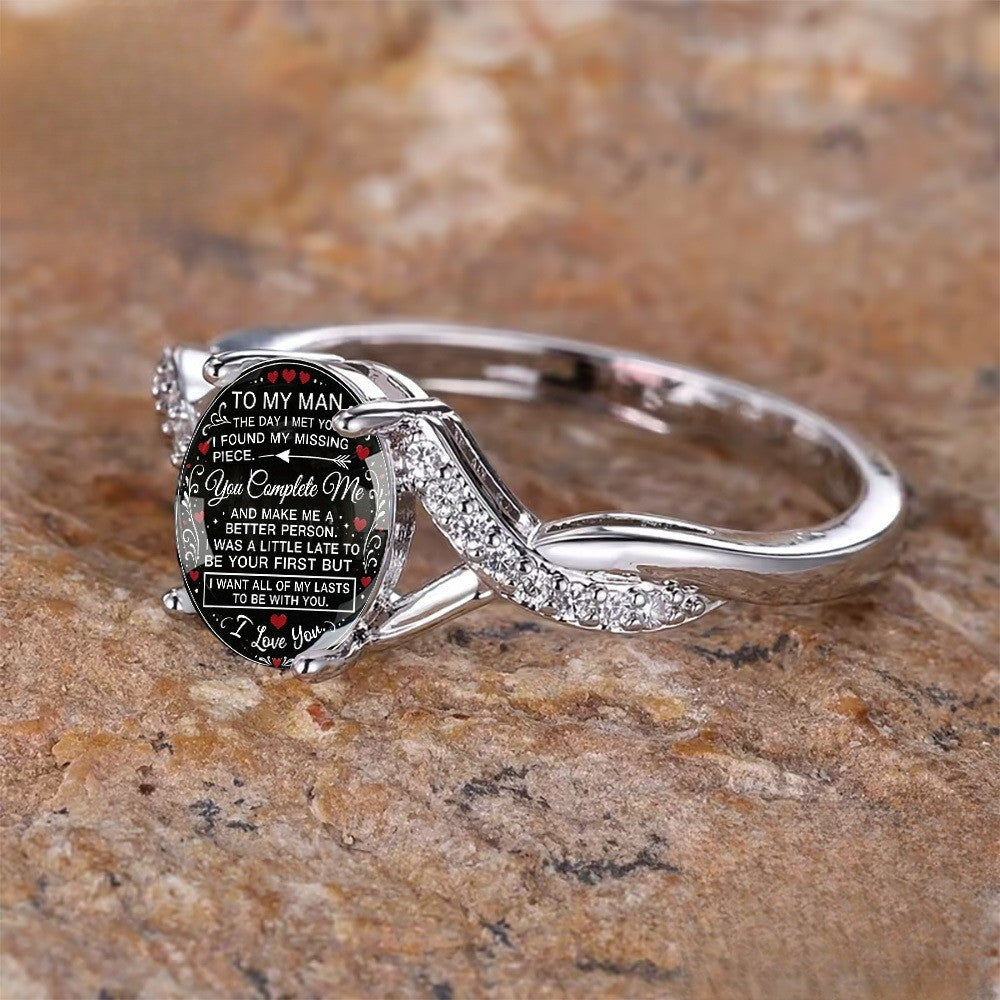 Twisted Crystal Love Message Ring