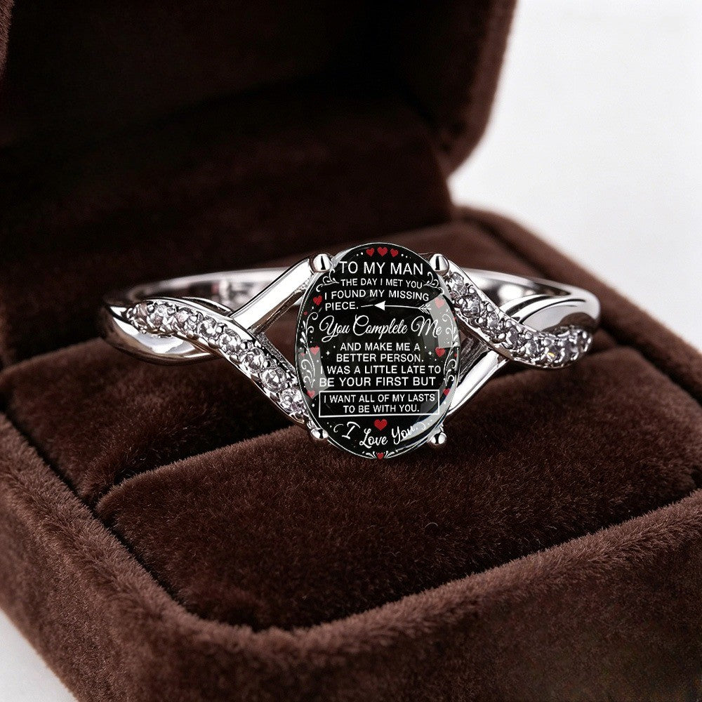 Twisted Crystal Love Message Ring