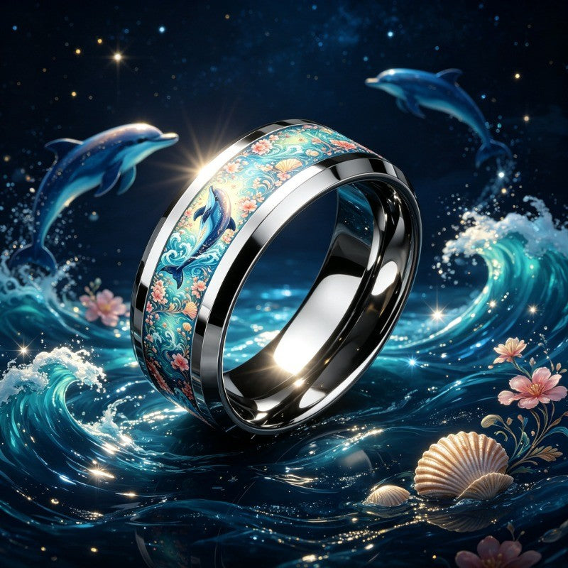 Dolphin Floral Ocean Ring