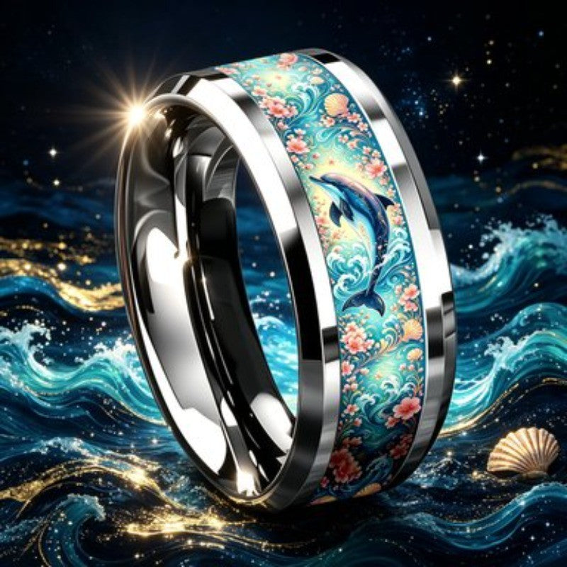 Dolphin Floral Ocean Ring