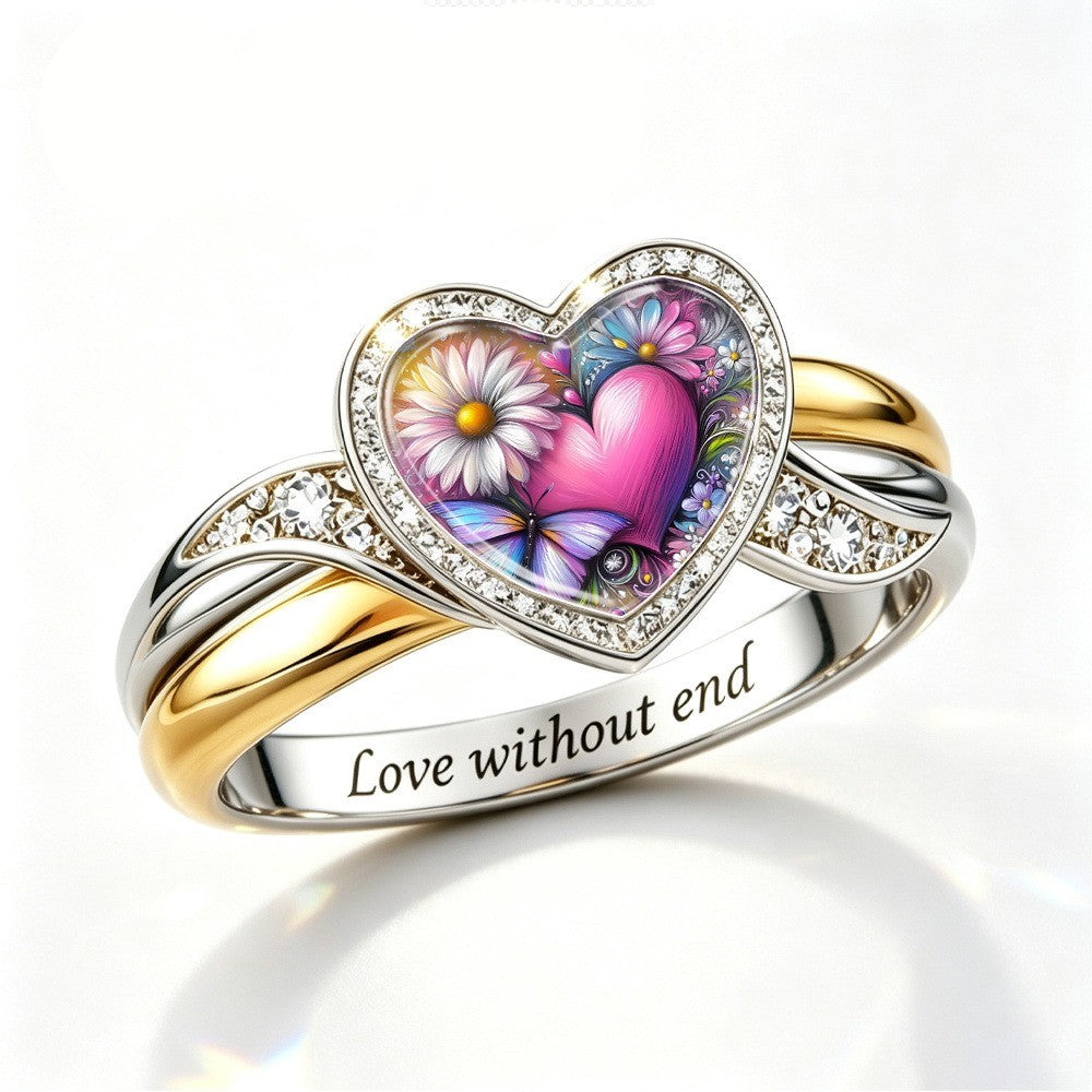 Engraved Love Without End Heart Ring