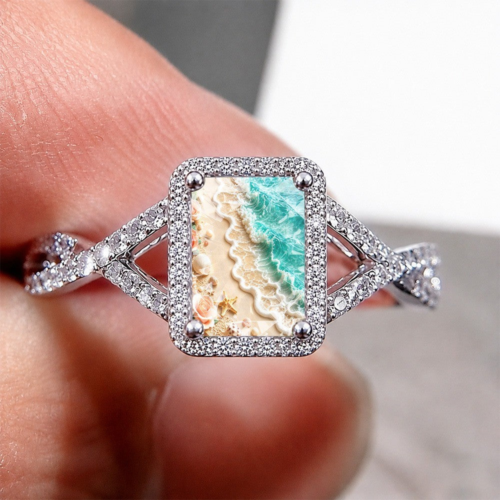 Seashell & Starfish Square Ring