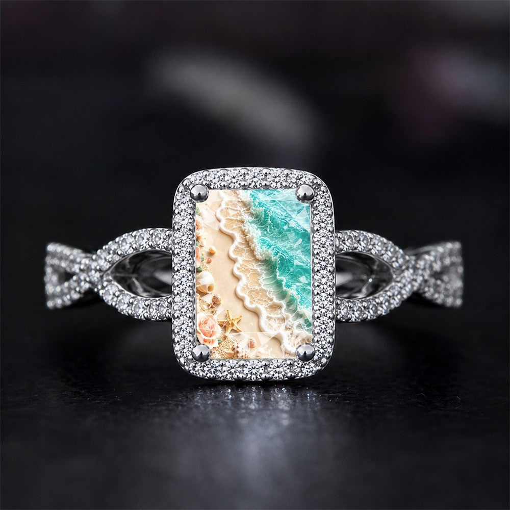 Seashell & Starfish Square Ring