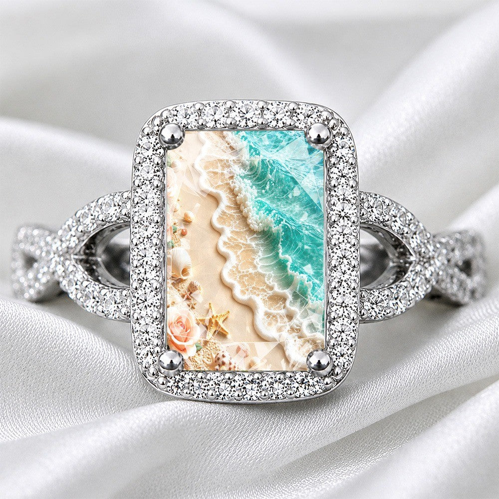 Seashell & Starfish Square Ring