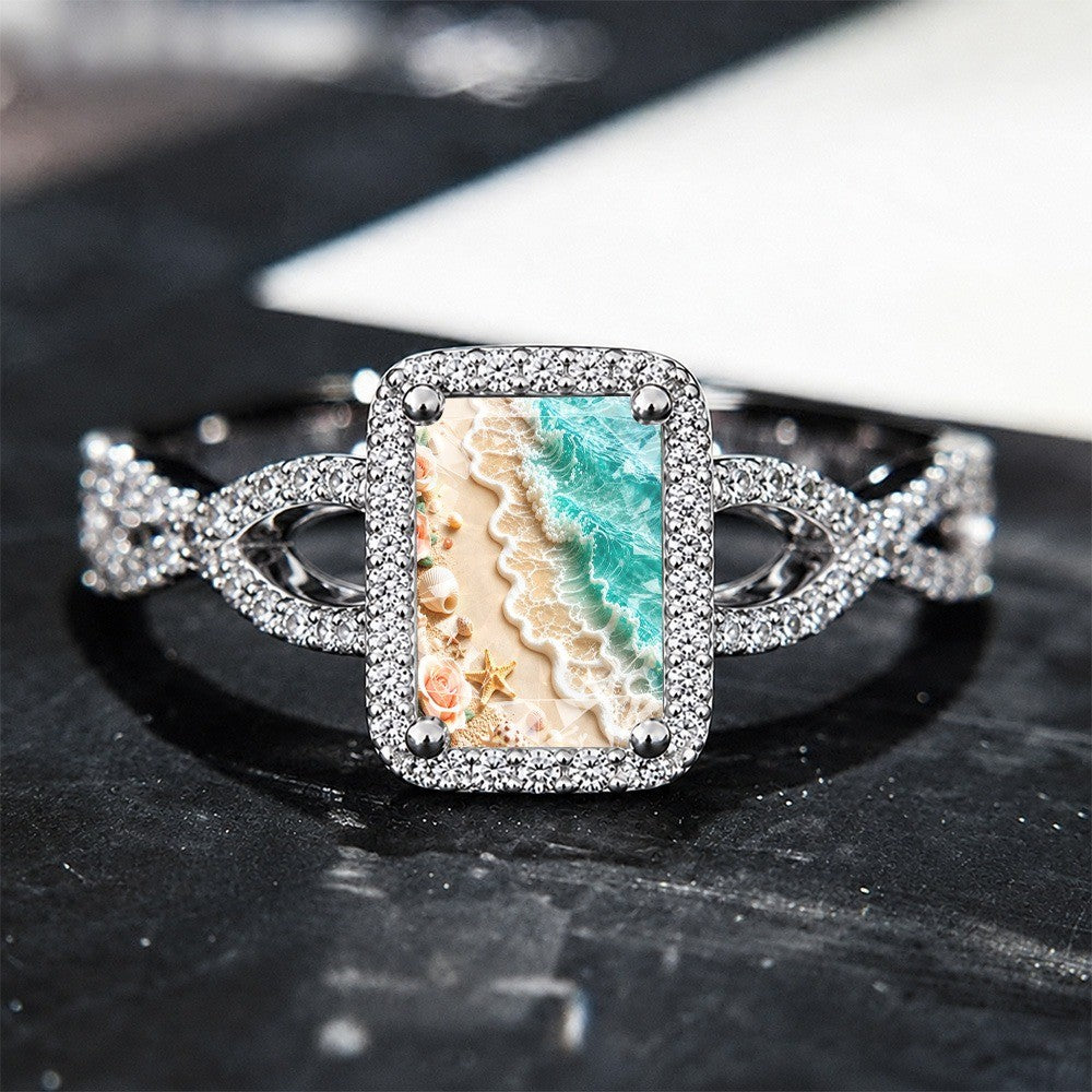 Seashell & Starfish Square Ring