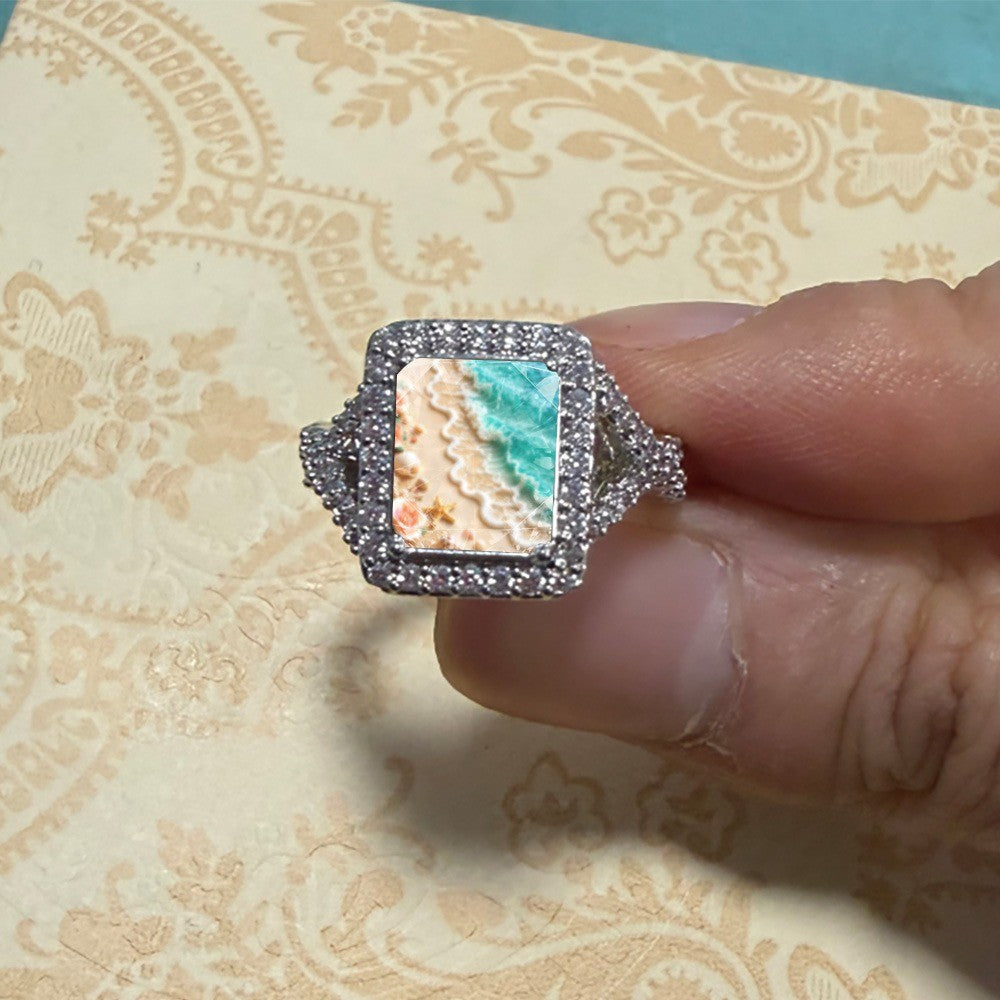 Seashell & Starfish Square Ring