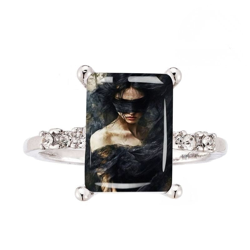 Blindfolded Woman Rectangular Ring