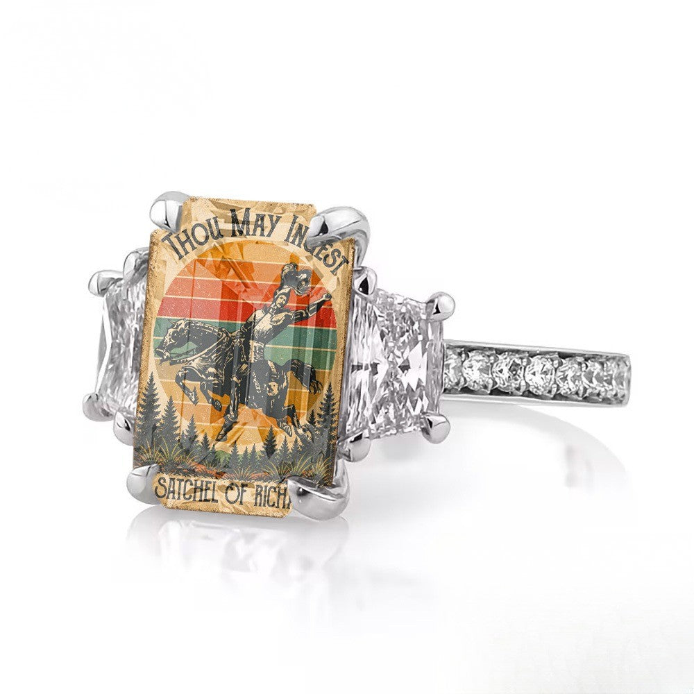Retro Horseman Square Ring