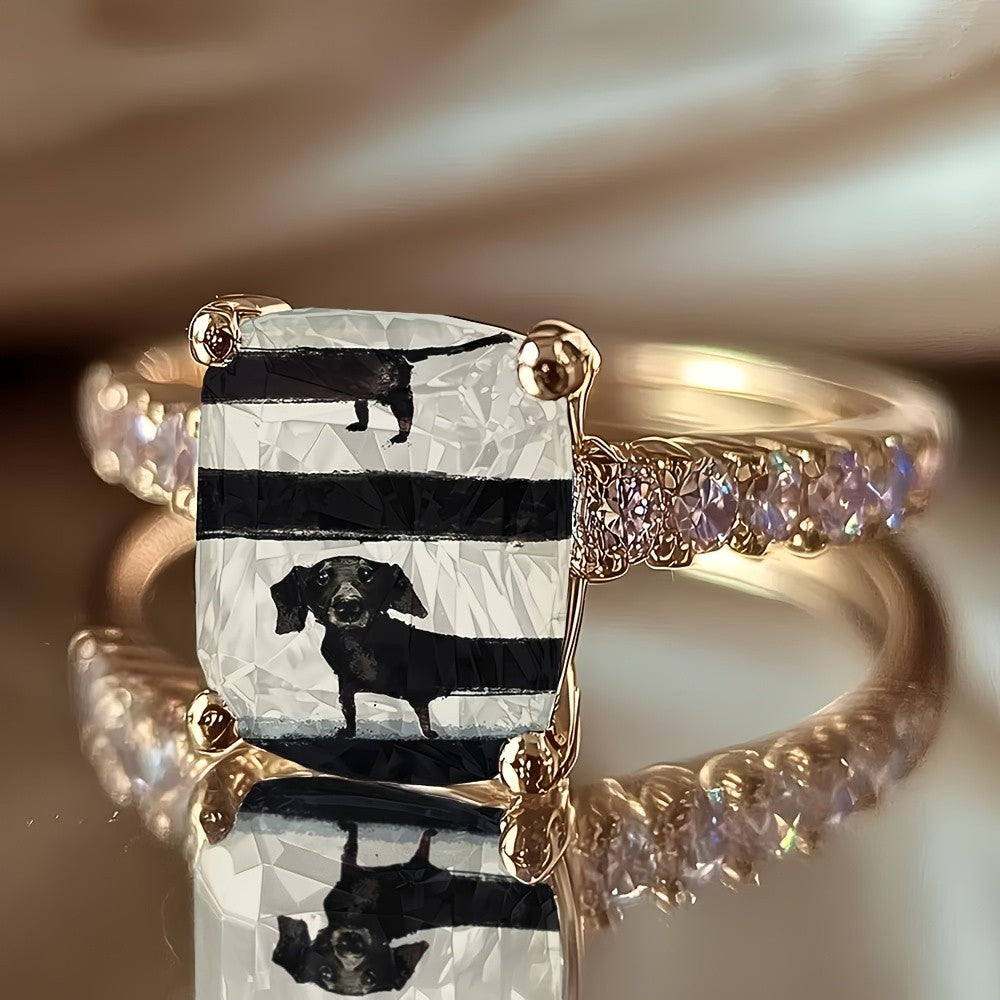Dachshund Striped Square Ring