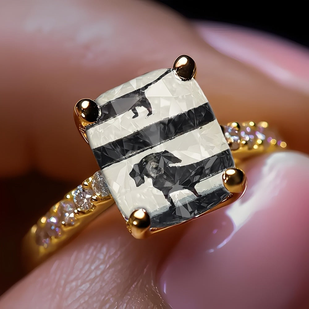 Dachshund Striped Square Ring