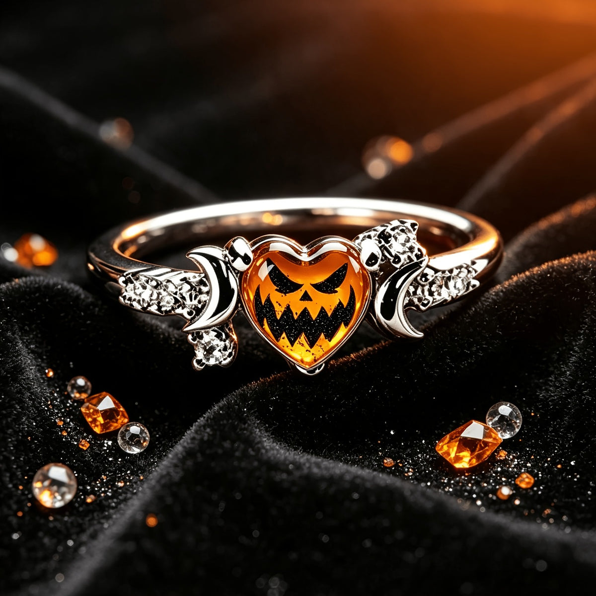 Jack-O-Lantern Heart Ring