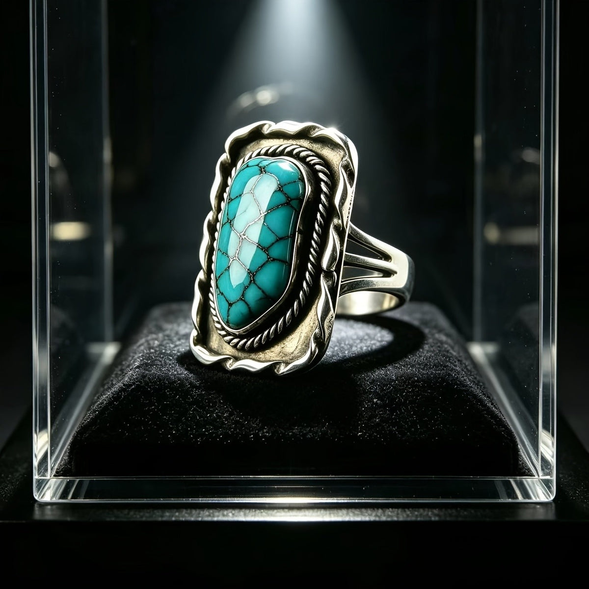 Turquoise Wavy Frame Ring
